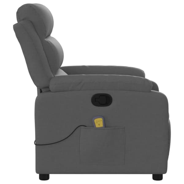Massagefåtölj mörkgrå tyg