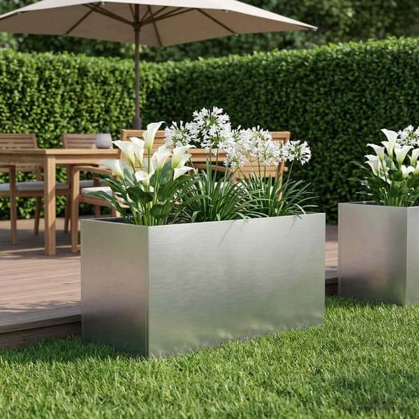 Trädgårdsplanterare Silver 100 x 50 x 50 cm Rostfritt stål