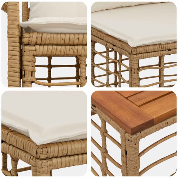 Utomhussoffset 7 pcs Naturlig och Creamvit Polyester