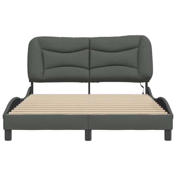 Bed Frame with LED without Mattress "Hvar" Dark Grey 120x200 cm Fabric
