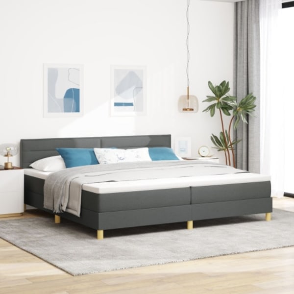 Box Spring Bed med Madrass Mörkgrå 200x200 cm Tyg