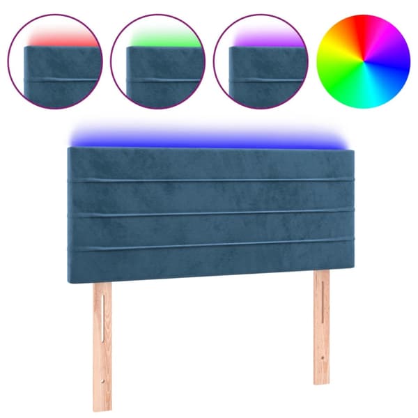 Sänggavel LED mörkblå 90x5x78/88 cm sammet