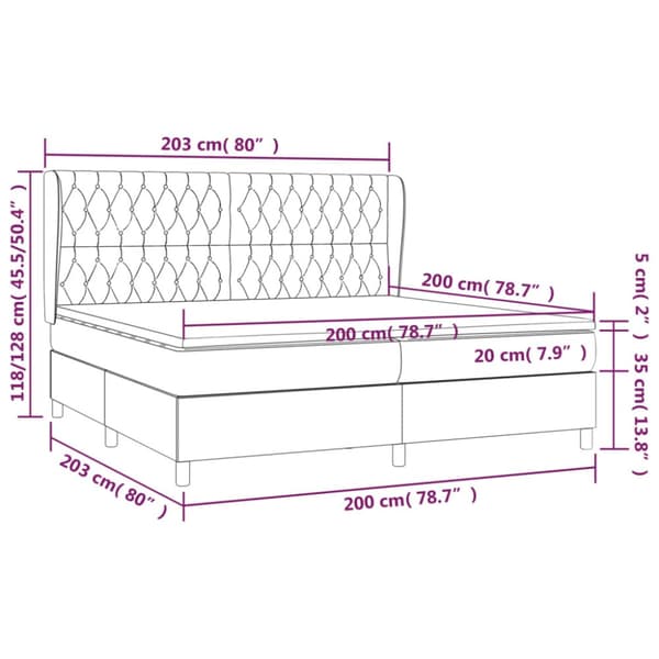Ramsäng med madrass gräddvit 200x200 cm tyg