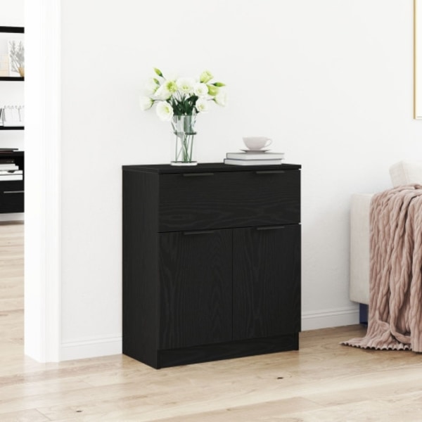 Sideboard svart ek 60x30x70 cm konstruerat trä