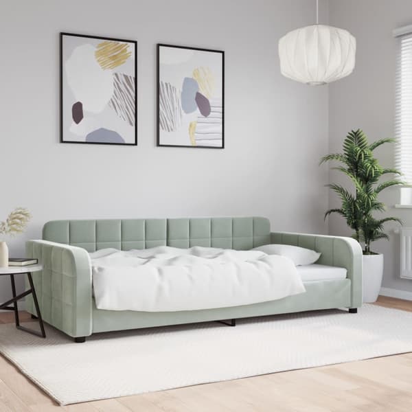 Dagbädd ljusgrå 100x190 cm sammet
