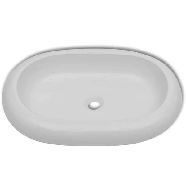 Handfat med blandare keramik oval vit