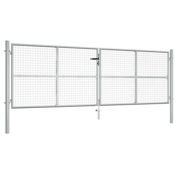 Trädgårdsgrind galvaniserat stål 400x125 cm silver
