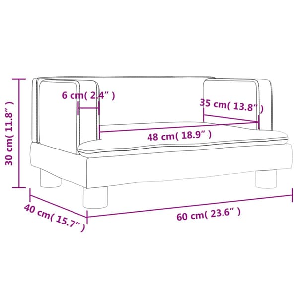 Barnsoffa gräddvit 60x40x30 cm konstläder