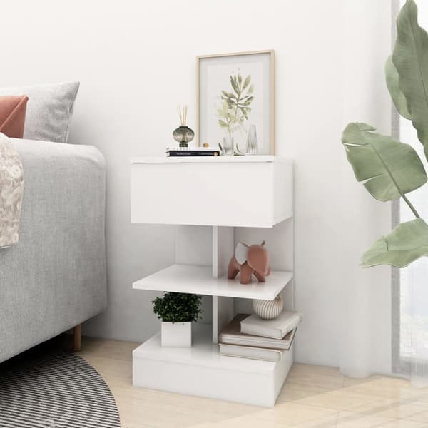 Sängbord vit 40x35x65 cm konstruerat trä