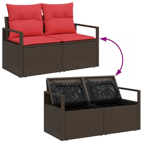 Trädgårdsoffset 9 st Brun Poly rattan