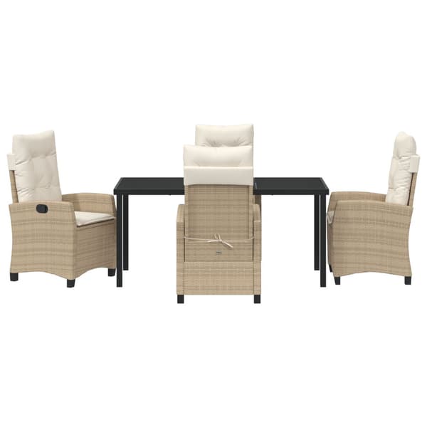 Trädgårdsmöbelset med kudde 5 pcs Beige konstrotting