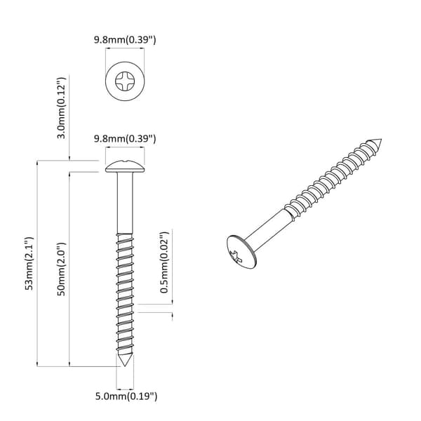 Träskruv 3273 pcs Silver 9,8 x 53 mm Stål