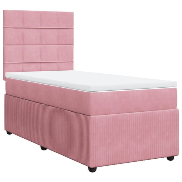 Ramsäng med madrass rosa 90x190 cm sammet