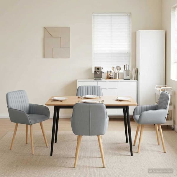 Matstolar 4 pcs Tyg Ljusgrå 56,5 x 50 x 87,5 cm