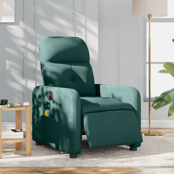 Elektrisk massagefåtölj mörkgrön tyg