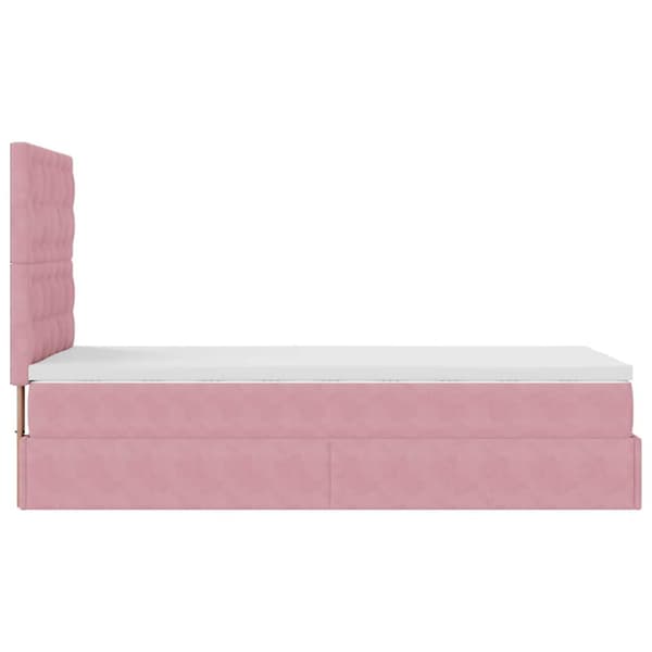 Ottoman sängram med madrasser rosa 90x190 cm sammet