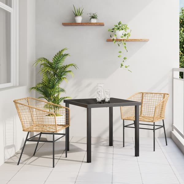 Trädgårdsmöbelset 3 pcs Brun konstrotting