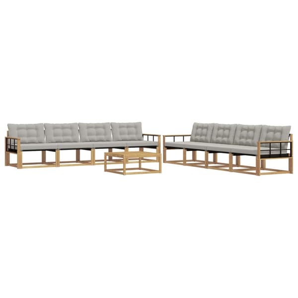 Utomhussoffset 9 pcs Vit och ljusgrå 79 x 79 x 37 cm