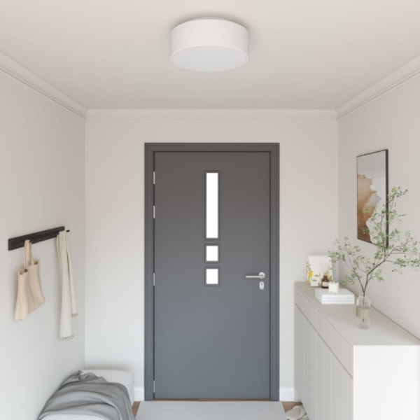 Taklampor Flush Mount Vit Ø 38 cm Tyg E27