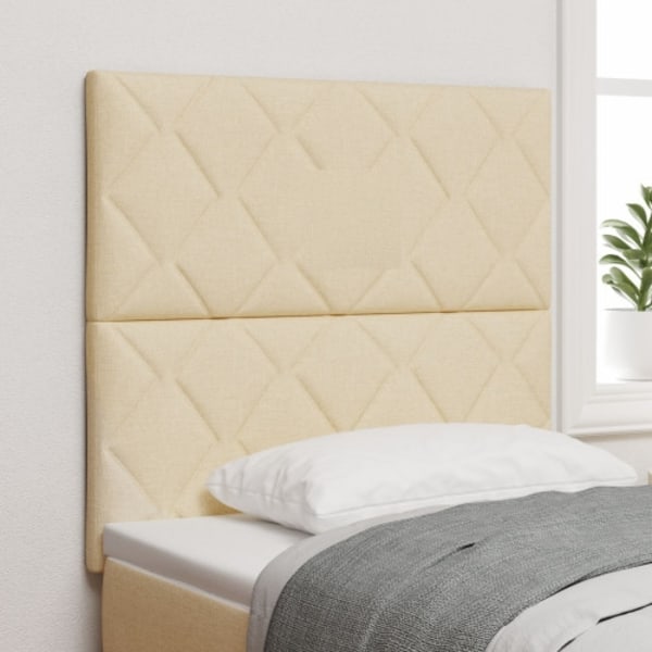 Sänggavel Diamantblock Design Grädde 100 cm Tyg