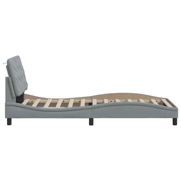 Bed Frame with LED without Mattress Light Grey 80x200 cm Fabric