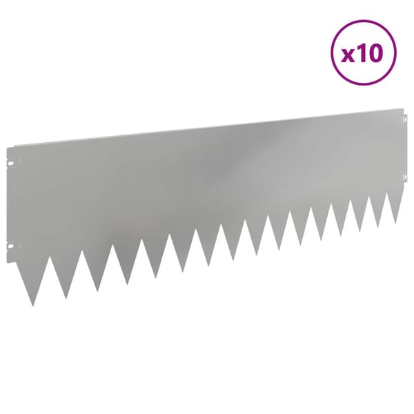 Kant för gräsmatta 10 pcs 103 x 30 cm Stål Silver