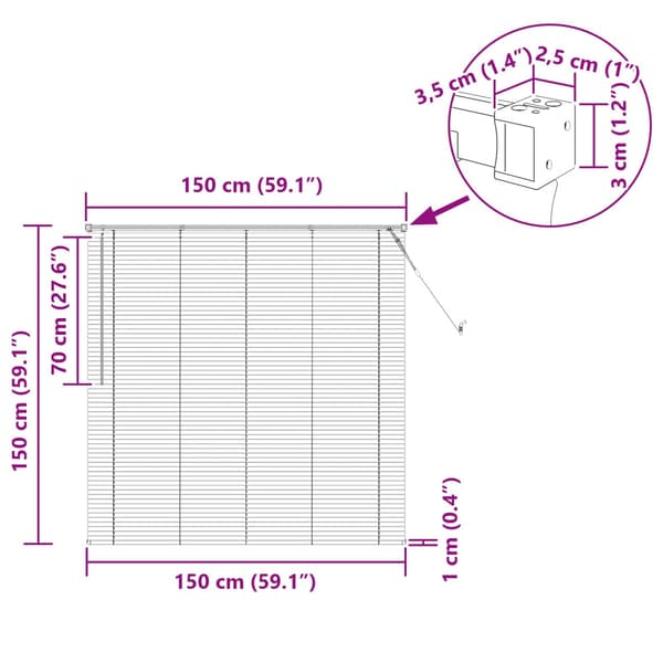 Persienn Silvergrå 150 x 150 cm PVC