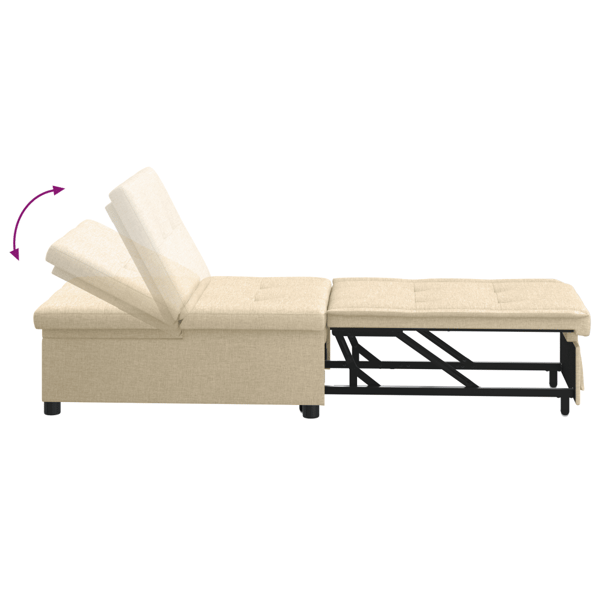 Pull Out Sofa Bed Kräm 194 x 50 x 82 cm tyg