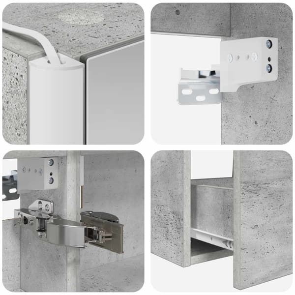 Badrumsmöbelset 5 st Betonggrå Konstruerat trä och glas