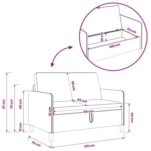 Soffa med förvaring Ljusgrön 122 x 78 x 87 cm Polyester