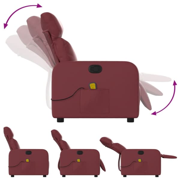 Massagefåtölj vinröd konstläder