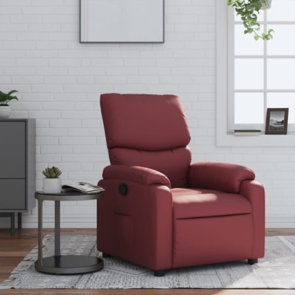 Reclinerfåtölj vinröd konstläder