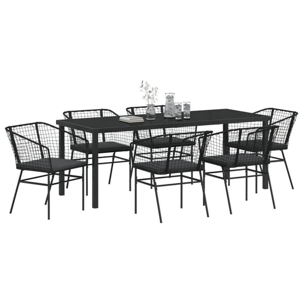 Trädgårdsmöbelset 7 pcs Svart konstrotting