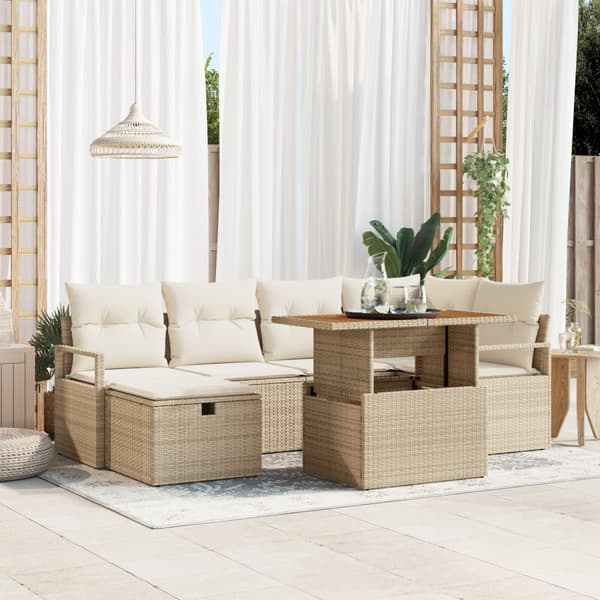 Trädgårdsoffset 7 st Beige konstrotting