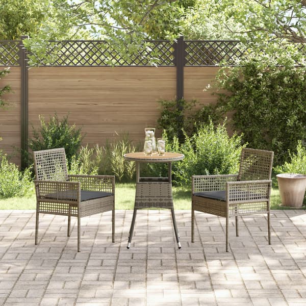 Trädgårdsmöbelset 3 pcs Grå konstrotting