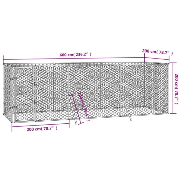 Hundgård för utomhusbruk silver 6x2x2 m galvaniserat stål