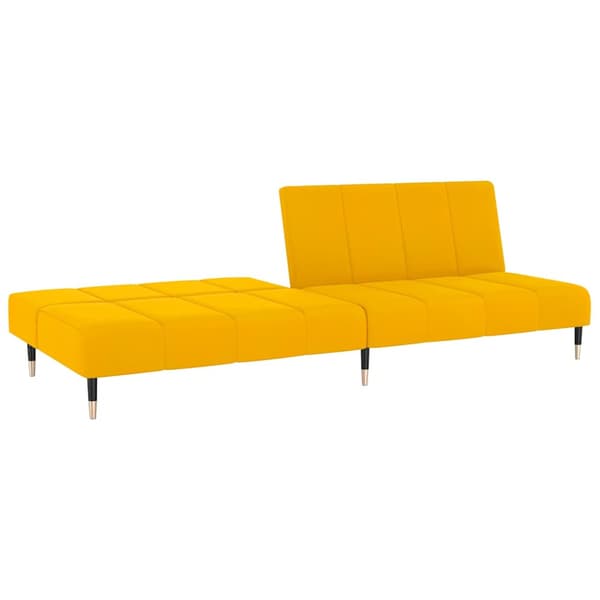 Bäddsoffa 2-sits gul sammet