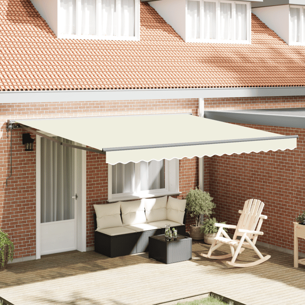 Markisram Kräm 400 × 300 cm Polyester med PU-beläggning