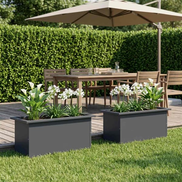 Odlingslåda med LED 2 st Antracit 30 x 60 x 30 cm Stål