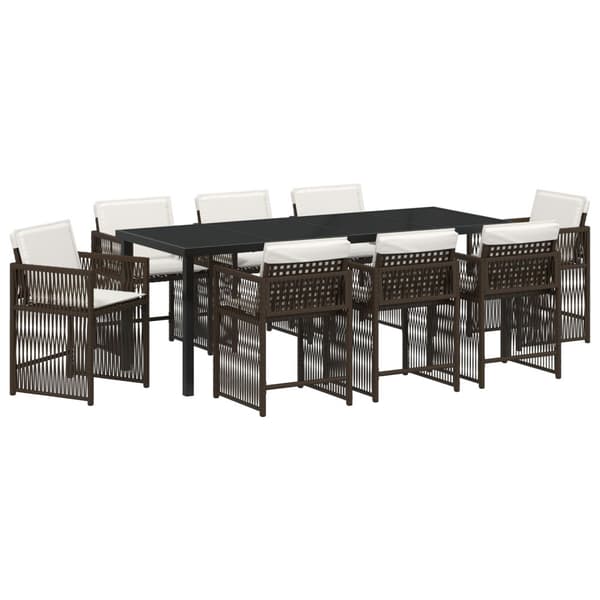Trädgårdsmöbelset 9 pcs Brun konstrotting