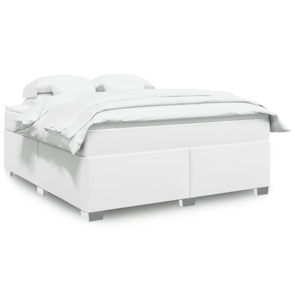 Ramsäng med madrass vit 180x200 cm konstläder