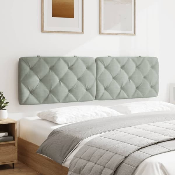 Headboard Cushion Light Grey 180 cm Velvet