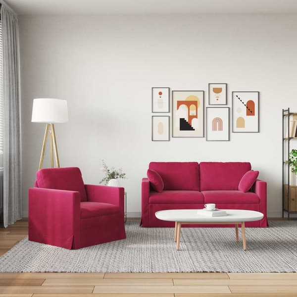 Soffset 2 pcs Vinröd 158 x 78 x 80 cm Sammet