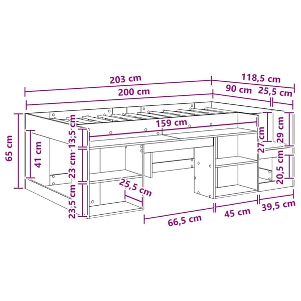 Barnsängsram med förvaring Vit 90 x 200 cm Konstruerat trä