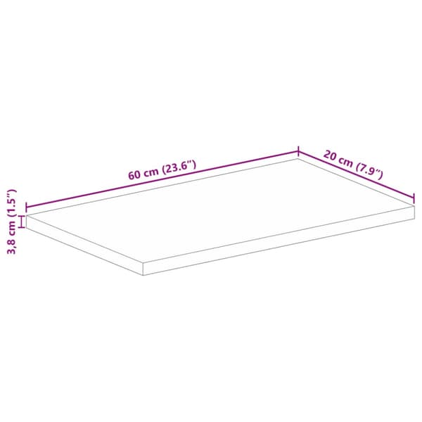 Bordsskiva 60x20x3,8 cm rektangulär massiv akacia