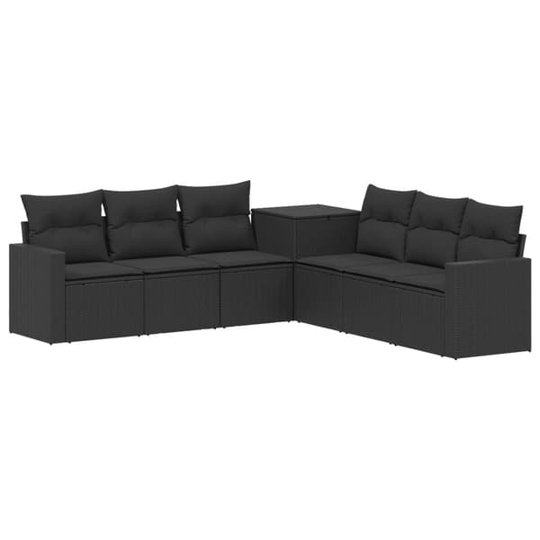 Soffset 7 pcs Svart Poly Rattan och stål