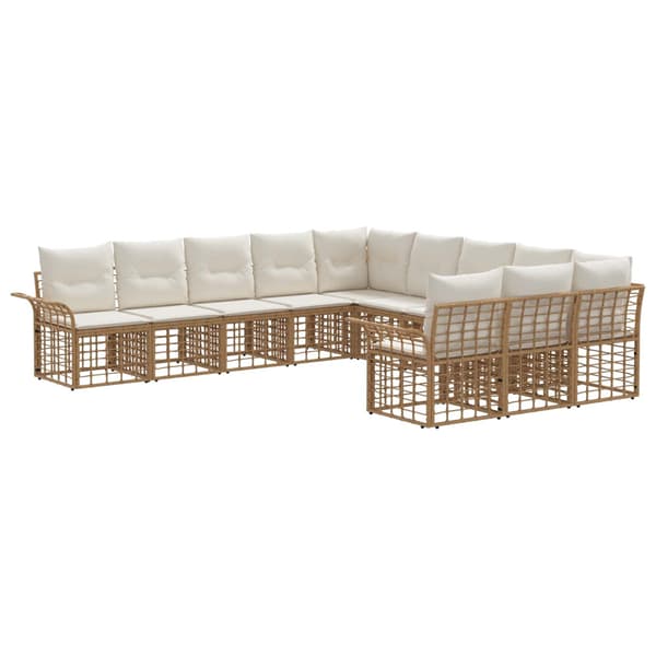 Utomhussoffset 11 pcs Naturlig och Creamvit Polyester