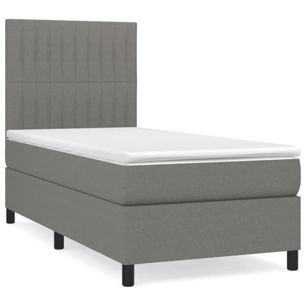 Ramsäng med madrass mörkgrå 100x200 cm tyg