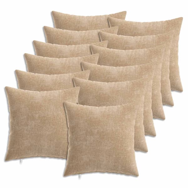 Kudde 12 st HEERLEN Taupe 45 x 45 cm Chenilletyg