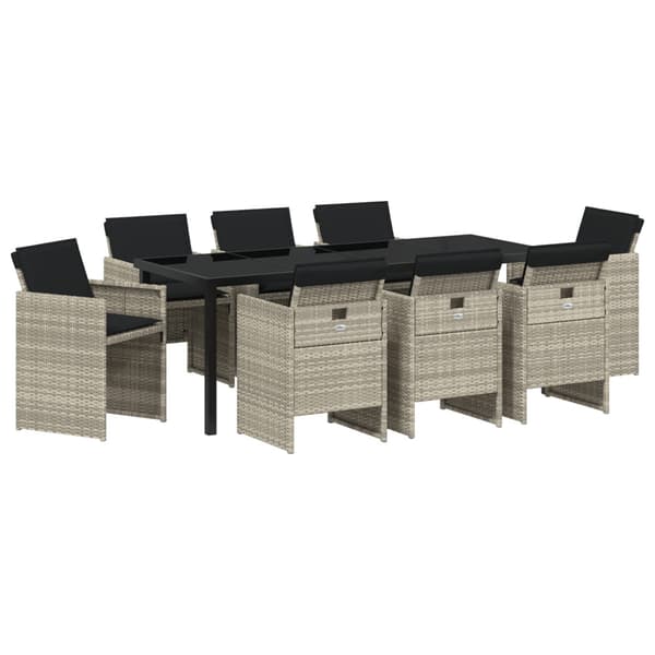 Trädgårdsmöbelset 9 pcs Ljusgrå konstrotting
